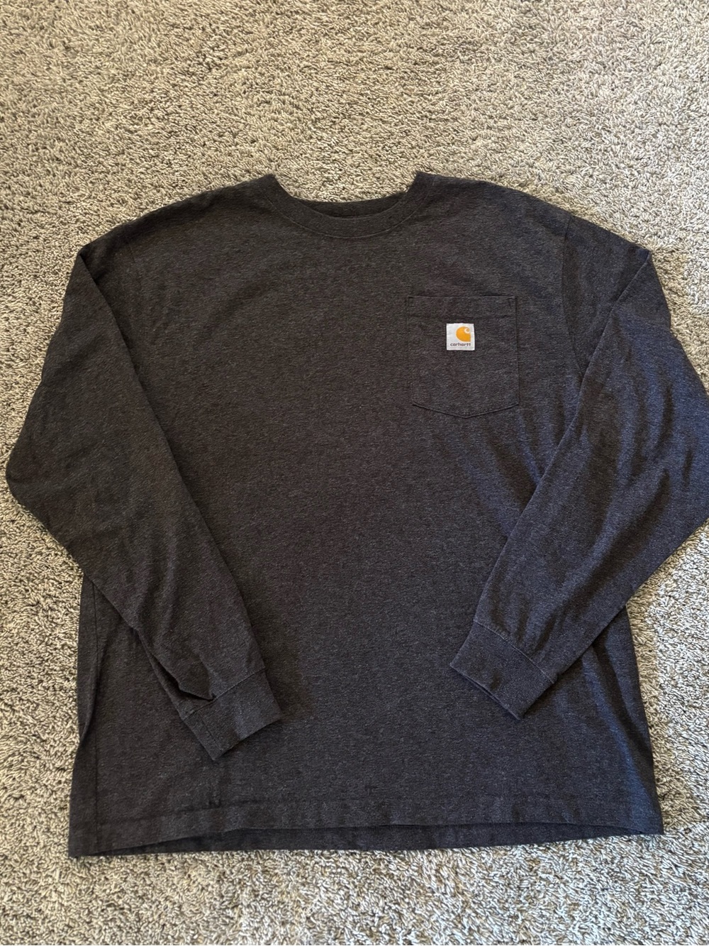 Carhartt Loose Fit Long-Sleeve Pocket Tee Gray Cotton Mens Size L